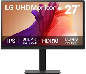 27" LG 27BA45U-B czarny / Monitor / IPS / 3840 x 2160 / 100 Hz / 300 cd/m2 / HDMI i DP