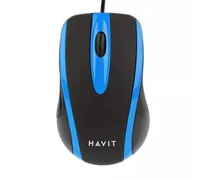 Havit HV-MS753 czarny, niebieski / Mysz optyczna / 1000 DPI / 3 przyciski / USB / 1,35 m
