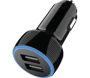 2GO czarny / Ładowarka samochodowa / 2x USB-A / 12 W / 2,4 A