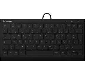 Klawiatura Keysonic KSK-5011ELC czarna / Mini klawiatura / DE QWERTZ / USB / białe podświetlenie / skok 1,5 mm
