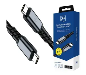 Kabel Hyper 3mk N-SERIES Thunderbolt 4 2m czarny / Kabel danych / 40 Gb/s / 240 W / 8K 60Hz / PD 3.1