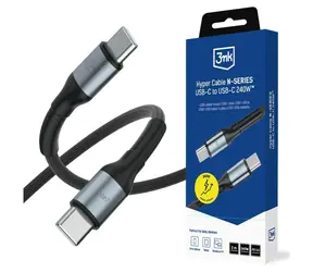 Kabel Hyper 3mk N-SERIES USB-C do USB-C 3M 48V/5A 240W czarny / Kabel do transmisji danych / PD 3.0 / QC 3.0