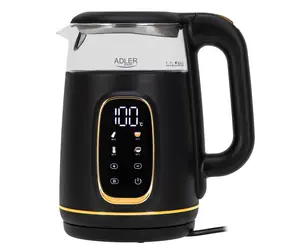 Adler AD 1305 czarno-złoty / Czajnik elektryczny / 2200 W / 1,7 l / szkło