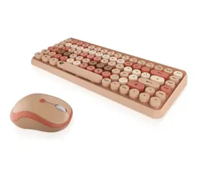 Keysonic KSKM-5200M-RF beżowa / Klawiatura z myszką / Mini / RF 2,4 GHz / Układ niemiecki / 86 klawiszy