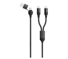 2GO DUO czarny / Kabel ładujący / USB-A i USB-C do 2x USB-C / 1,2 m