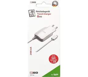 2GO biały / Ładowarka sieciowa / Lightning + USB-A / 12W / kabel 140cm