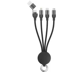 2GO 3w1 czarny / Kabel ładujący / USB-A + USB-C do USB-C + Micro-USB + Lightning / 15 cm