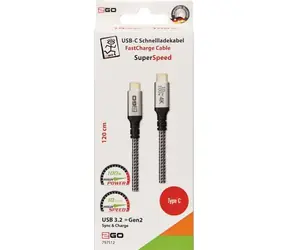 2GO 797512 czarny / Kabel do transmisji danych / USB-C / USB-C / 100 W / 1,2 m / USB 3.2 Gen 2