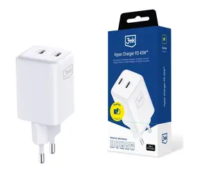 Ładowarka 3mk Hyper Charger PD 45W GaN biała / Ładowarka / 2x USB-C / QC4+ / PPS