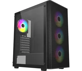 Fortron FSP M220 czarny / obudowa ATX / przezroczysty panel boczny / 4X ARGB 120mm / bez zasilacza / 1x USB 3.0