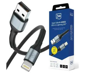 Kabel Hyper Cable N-SERIES 3mk USB-A do Lightning 2m czarny / Kabel ładujący / 12 W / USB 2.0
