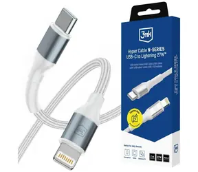Kabel Hyper Cable N-SERIES 3mk biały / Kabel do transmisji danych / USB-C do Lightning / 2 m / 27 W