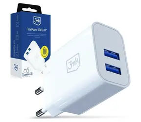 3mk FlowPower 10W biały / Ładowarka sieciowa / 2x USB-A / 2,4 A