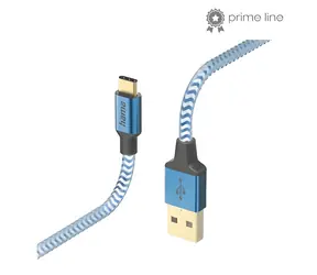 HAMA Reflective niebieski / Kabel ładujący / USB-A - USB-C / 1,5 m / nylon