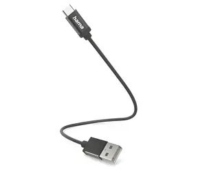 Kabel HAMA USB-A - USB-C 0,2 m czarny / Kabel ładujący / nylonowy / 480 Mbit/s
