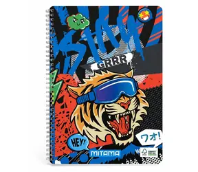 Mitama Fantasy colors tiger / Notatnik spiralny / A4+ / w kratkę 5 mm / 60 kartek