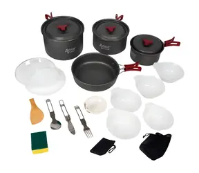 Acra C22 / Zestaw naczyń kempingowych / aluminium / dla 3-4 osób