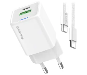 Colorway biały / Zasilacz / 1x USB-C / GaN / PD / PPS / QC / 35 W / Kabel USB-C 1 m