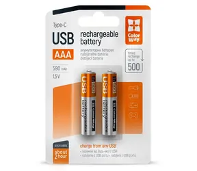 Colorway akumulator AAA 590 mAh / Akumulator / 1,5 V / USB-C / 2 szt.