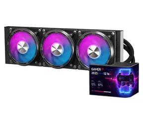 darkFlash UV360 czarny / Chłodnica procesora AiO / 3 x 120 mm / Wyświetlacz OLED / Podświetlenie ARGB / 800-2000 obr./min / 36 dB