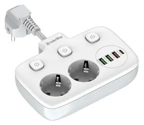 Colorway CW-CHE24PDW biały / Listwa zasilająca / 2x EU / 3x USB-A / 1x USB-C / 2,5 m