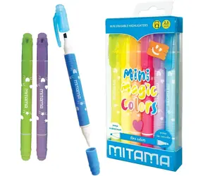 Mitama Magic Colors / Zakreślacz / Zestaw 6 szt. / Zmazywalny / Podwójna końcówka / Kolory pastelowe