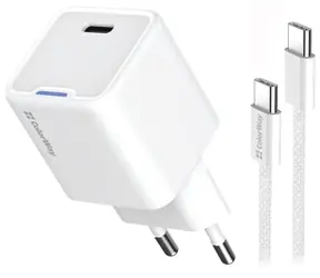 Ładowarka USB-C GaN Colorway 35W biała / 1x kabel USB-C / PD / PPS / USB-C 1 m