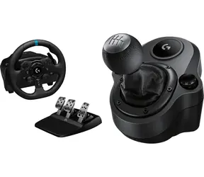 Logitech G923 + Driving Force Shifter czarny / Kierownica gamingowa + pedały + dźwignia zmiany biegów / PS5 & PS4 & PC / Trueforce / USB 2.0