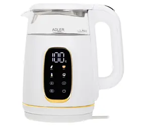 Adler AD 1305 białe złoto / Czajnik błyskawiczny szklany / Wyświetlacz LED / Ustawienie temperatury / 1,7 l