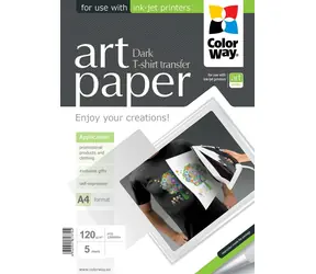 Colorway ART / Papier transferowy na koszulki (ciemny) / A4 / 120 g/m2 / 5 arkuszy