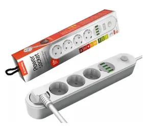 Colorway CW-CHE44W biały / Przedłużacz / 4 gniazda / 4× USB / 2 m