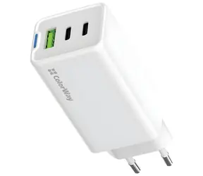Colorway GaN 65W biały / Ładowarka sieciowa / 2x USB-C / 1x USB-A / PD / PPS