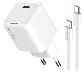 Colorway GaN 25W biały / Ładowarka sieciowa / 1x USB-C / PD / PPS / Kabel USB-C 1m