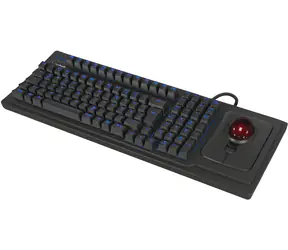 Keysonic KSK-8202ELU-T czarny / Klawiatura / Kabel USB / Zintegrowany trackball / Podświetlenie / Układ DE