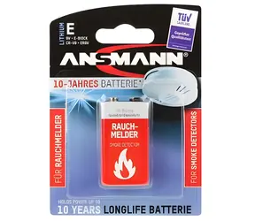 Ansmann 9V Lithium E-Block 10 lat / Bateria / do czujników dymu / 1 szt.