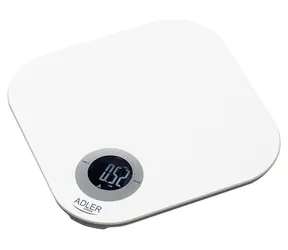 Adler AD 3180 biała / Waga kuchenna / 10 kg / LCD / TARA / szkło hartowane / 2x AAA