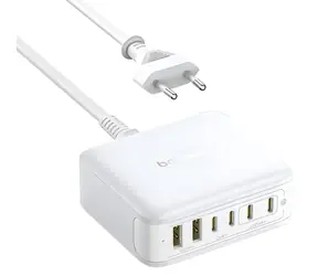 Baseus Nomos FH21 biały / Stacja ładująca / 120W / GaN / 4× USB-C / 2× USB-A