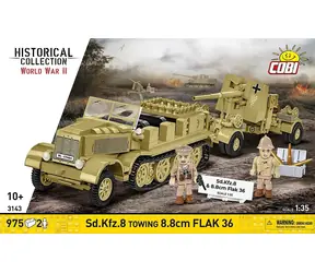 Cobi 3143 Sd.Kfz.8 z działem Flak 36 8,8 cm / Zestaw konstrukcyjny / 975 klocków / 2 figurki / od 10 lat