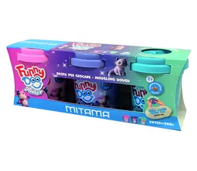 Mitama Funny Doo / Modelina z brokatem / 3x 120 g / fioletowy, różowy, niebieski