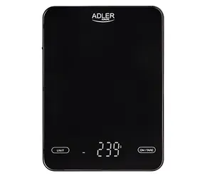 Adler AD 3177b czarna / Waga kuchenna / 10 kg / LED / TARA / szkło / Dotykowa