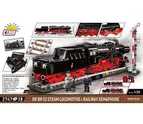 Cobi 6287 Lokomotywa parowa DR BR 52 z semaforem / Zestaw konstrukcyjny / 1:35 / 2747 klocków / 2 figurki / od 10 lat