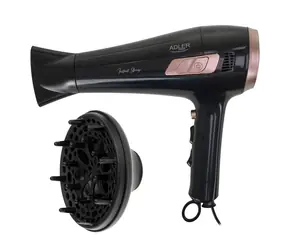 Adler AD 2283 czarna / Suszarka do włosów / 2000 W / 2 prędkości / funkcja zimnego powietrza