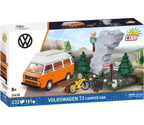 Cobi 24638 Volkswagen T3 Camper Van pomarańczowo-biały / Zestaw konstrukcyjny / 232 części / od 8 lat