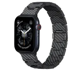 Pasek Pitaka Carbon Fiber Link Retro / Pasek / Apple Watch 42/44/45/49 mm / włókno węglowe