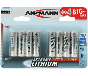 Ansmann Extreme Lithium Mignon AA / Bateria / 8 szt. / 1,5 V / FR6