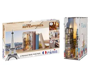 Revell Tiny Adventures Paris / Kącik książkowy / Drewniany zestaw konstrukcyjny / 168 części / Oświetlenie LED / Od 14 lat