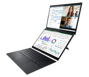 Asus Zenbook Duo 14 OLED szary / Notebook / 14" WUXGA T / Intel Core Ultra 9 285H / 32 GB / 1 TB SSD / W11H
