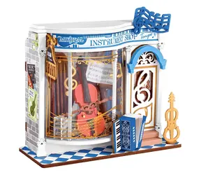 Robotime Miniaturowy domek, sklep z instrumentami muzycznymi / Drewniane puzzle 3D / 63 elementy / wiek 14+