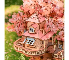 Robotime Sakura Treehouse / Drewniana układanka 3D / 535 elementów / drewno / wysoki poziom trudności / od 14 lat