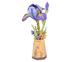 Robotime Purple Iris / Drewniana układanka 3D / 73 elementy / wiek 14+